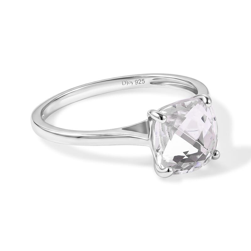 D'Joy White Swarovski Crystal 1.90 ctw Solitaire Ring in Platinum Over Sterling Silver (Size 7.0)