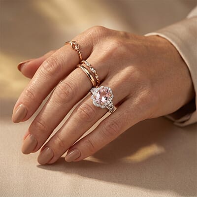 D'Joy Premium Martha Rocha Kunzite and Moissanite 4.00 ctw Ring in 18K Vermeil Rose Gold Over Sterling Silver (Size 6.0)