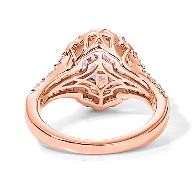 D'Joy Premium Martha Rocha Kunzite and Moissanite 4.00 ctw Ring in 18K Vermeil Rose Gold Over Sterling Silver (Size 6.0)