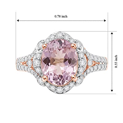 D'Joy Premium Martha Rocha Kunzite and Moissanite 4.00 ctw Ring in 18K Vermeil Rose Gold Over Sterling Silver (Size 6.0)