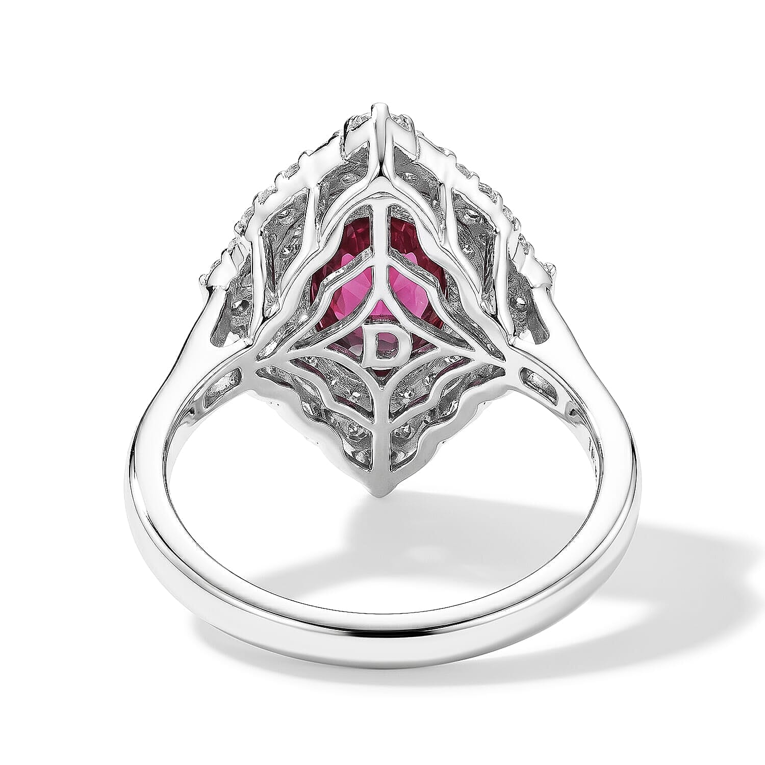 D'Joy Premium Ruby, Moissanite Ring in Rhodium Over Sterling Silver (Size 5.0) 2.35 ctw