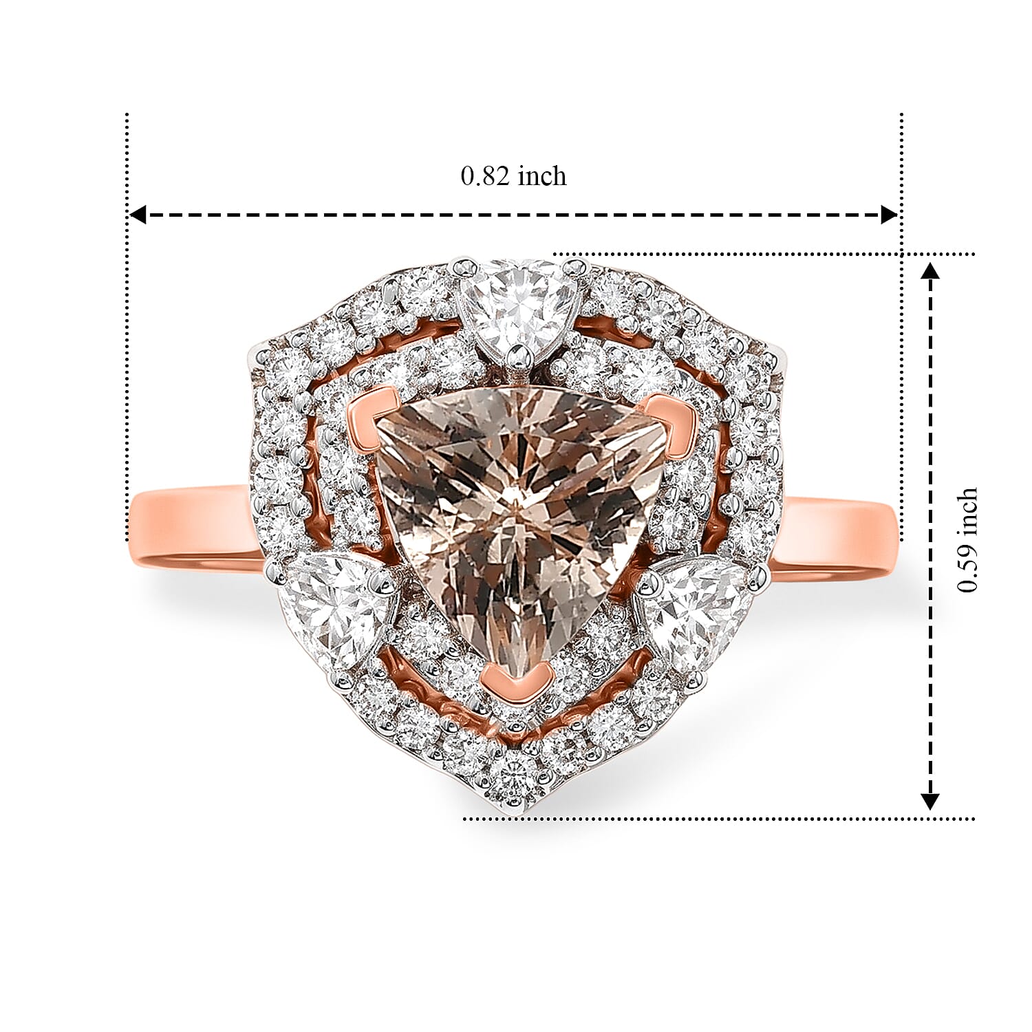 D'Joy Premium Marropino Morganite and Moissanite 1.75 ctw Ring in 18K Vermeil Rose Gold Over Sterling Silver (Size 7.0)