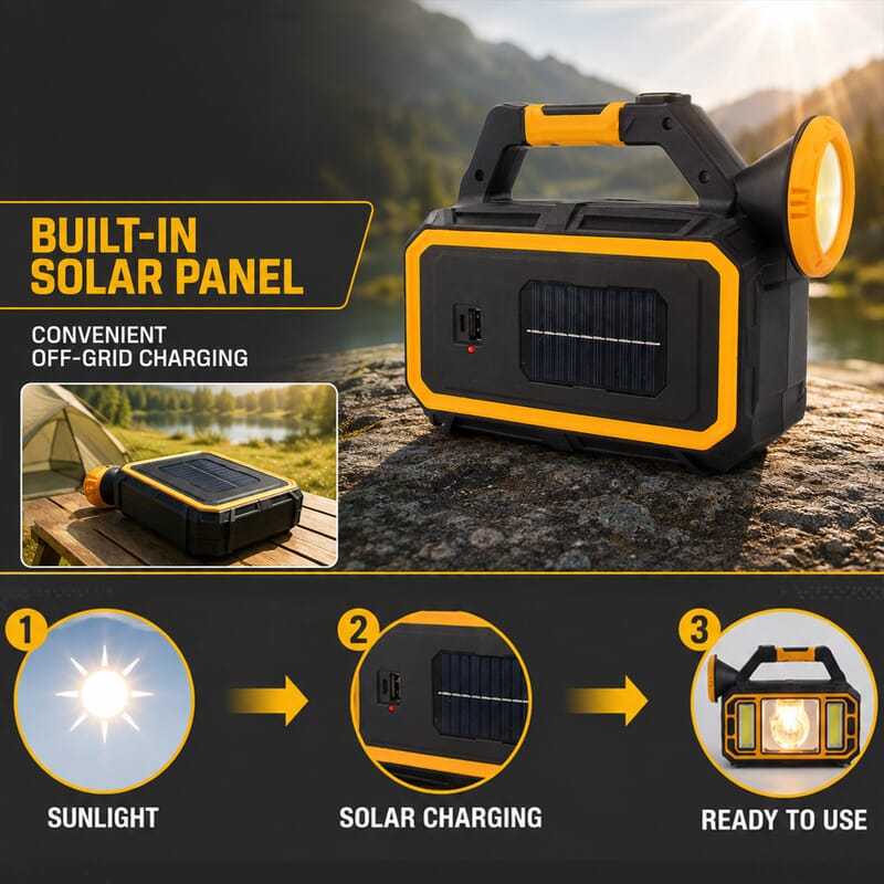 Livmore Yellow 18mAh Powered Solar Flashlight