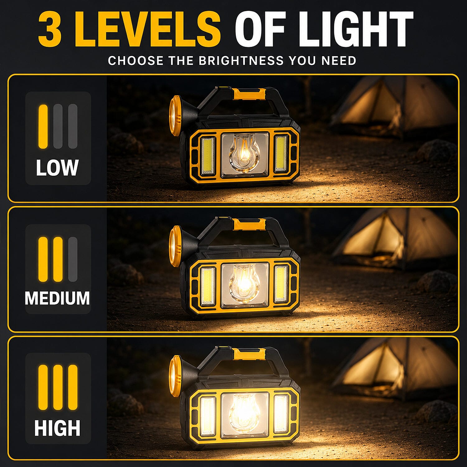 Livmore Yellow 18mAh Powered Solar Flashlight