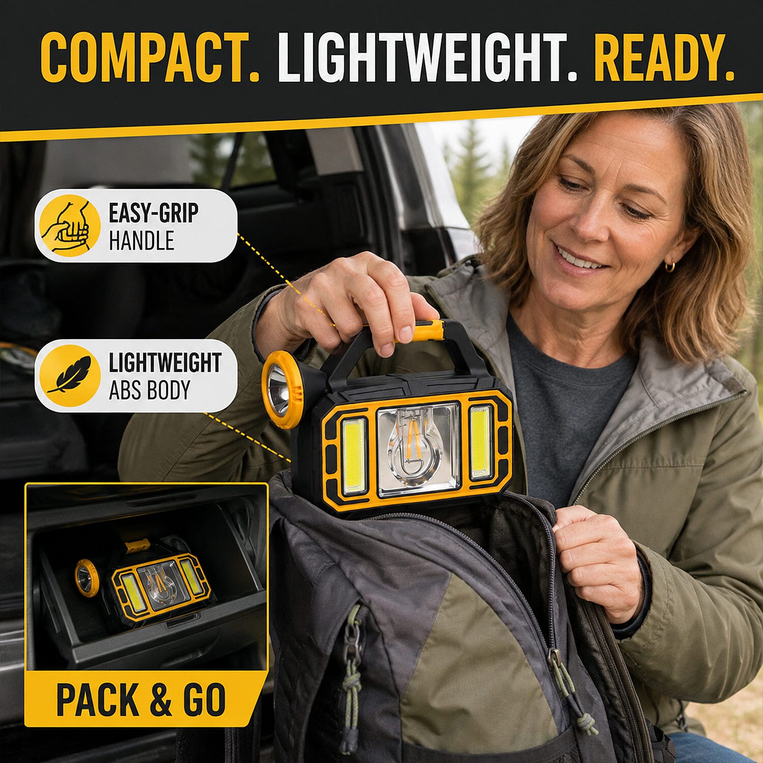 Livmore Yellow 18mAh Powered Solar Flashlight