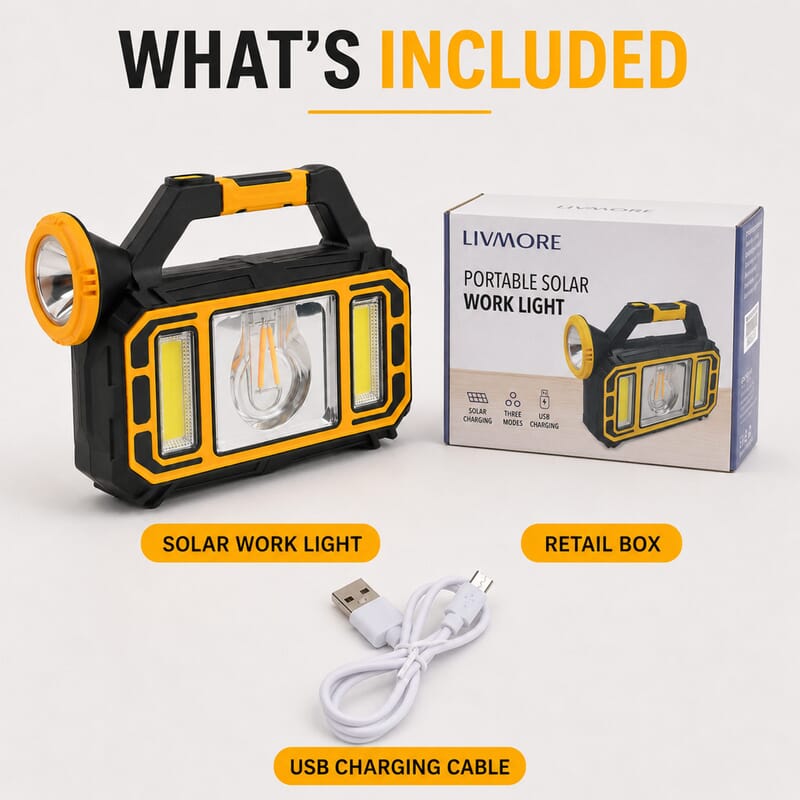 Livmore Yellow 18mAh Powered Solar Flashlight