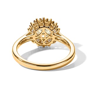D'Joy Hanabi Cut AAA Turkizite and Diamond I2 1.75 ctw Starburst Halo Ring in 18K Vermeil YG Over Sterling Silver (Size 10.0)