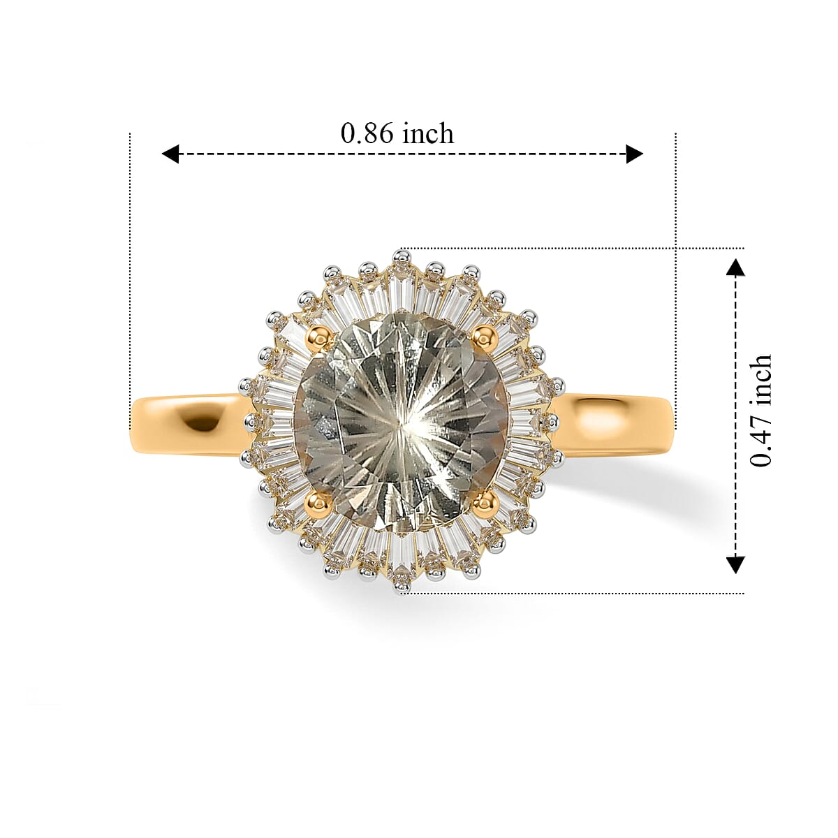 D'Joy Hanabi Cut AAA Turkizite and Diamond I2 1.75 ctw Starburst Halo Ring in 18K Vermeil YG Over Sterling Silver (Size 10.0) image number 3