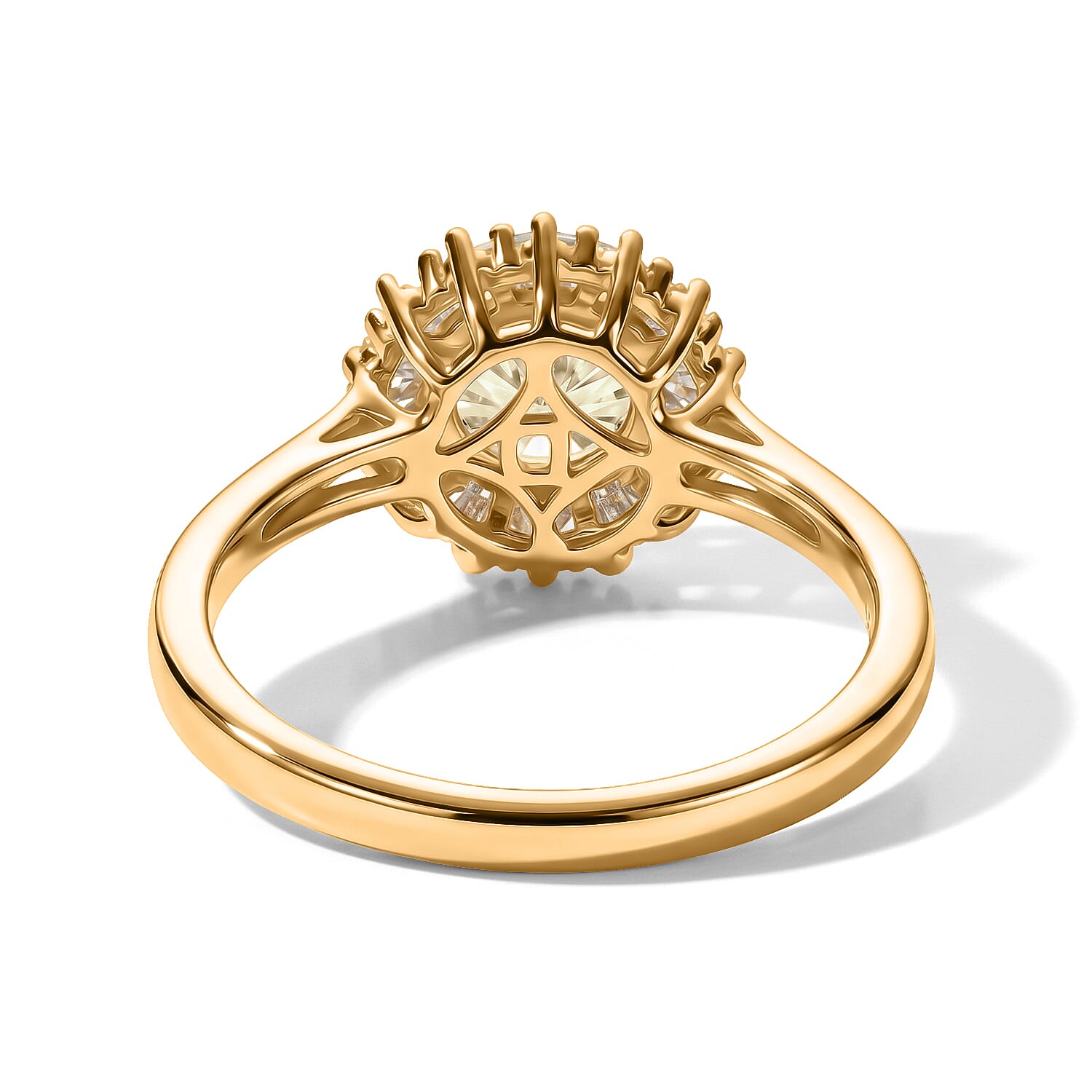D'Joy Hanabi Cut AAA Turkizite and Diamond I2 1.75 ctw Starburst Halo Ring in 18K Vermeil YG Over Sterling Silver (Size 6.0)
