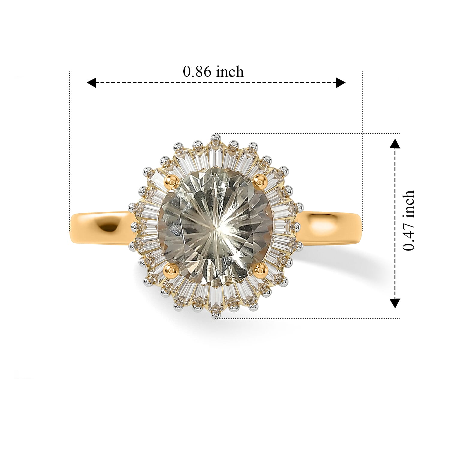 D'Joy Hanabi Cut AAA Turkizite and Diamond I2 1.75 ctw Starburst Halo Ring in 18K Vermeil YG Over Sterling Silver (Size 6.0)
