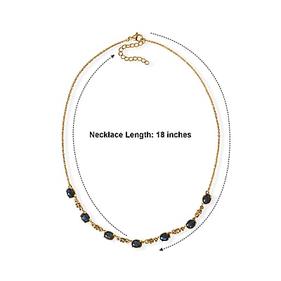 EverTrue Malagasy Labradorite and Apatite 9.60 ctw Aurora Bloom Necklace (18 Inches) in 18K Yellow Gold Plated