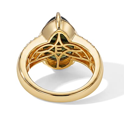 EverTrue AAA Malagasy Labradorite and Multi Gemstone 6.50 ctw Lunar Flame Ring in 18K Yellow Gold Plated (Size 6.0)