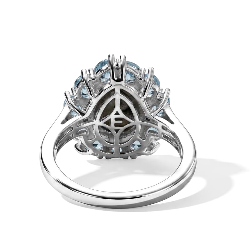EverTrue AAA Malagasy Labradorite and Multi Gemstone 3.90 ctw Aurora Petals Ring in Platinum Bond (Size 7.0)