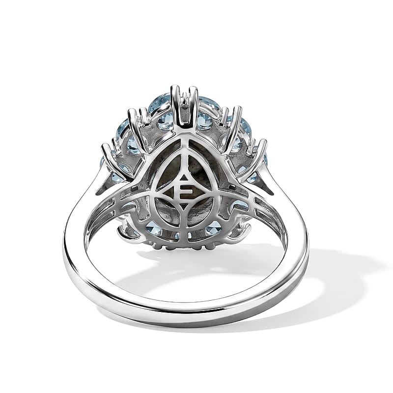 EverTrue AAA Malagasy Labradorite and Multi Gemstone 3.90 ctw Ring in Platinum Bond (Size 7.0)
