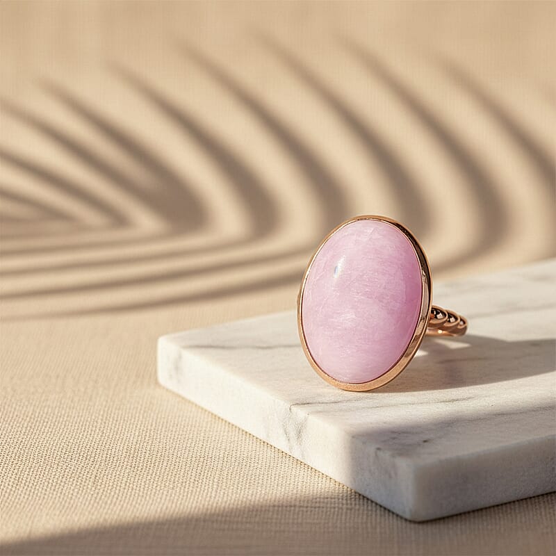 D'Joy Martha Rocha Kunzite 22.65 ctw Ring in 14K Rose Gold Over Sterling Silver (Size 6.0)