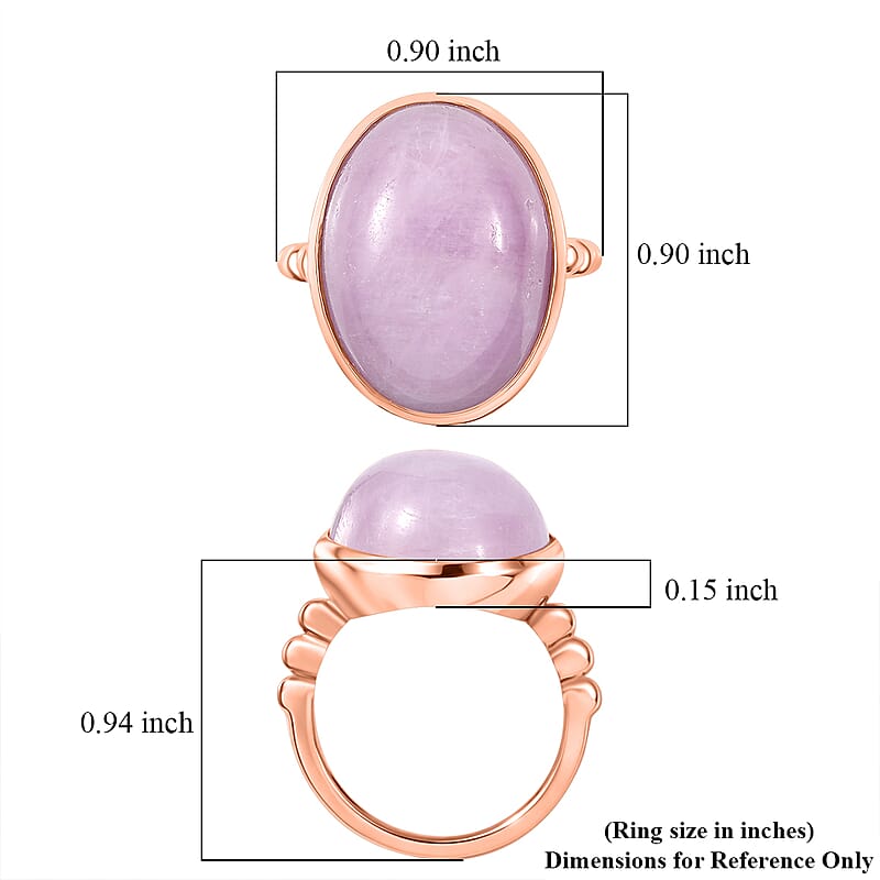 D'Joy Martha Rocha Kunzite 22.65 ctw Ring in 14K Rose Gold Over Sterling Silver (Size 6.0)