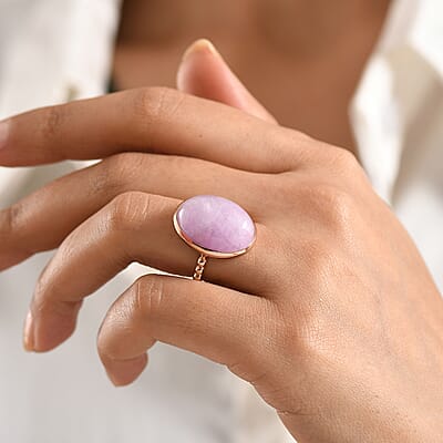 D'Joy Martha Rocha Kunzite 22.65 ctw Ring in 14K Rose Gold Over Sterling Silver (Size 7.5)
