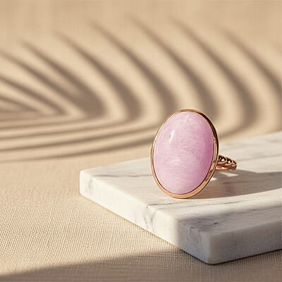 D'Joy Martha Rocha Kunzite 22.65 ctw Ring in 14K Rose Gold Over Sterling Silver (Size 7.5)