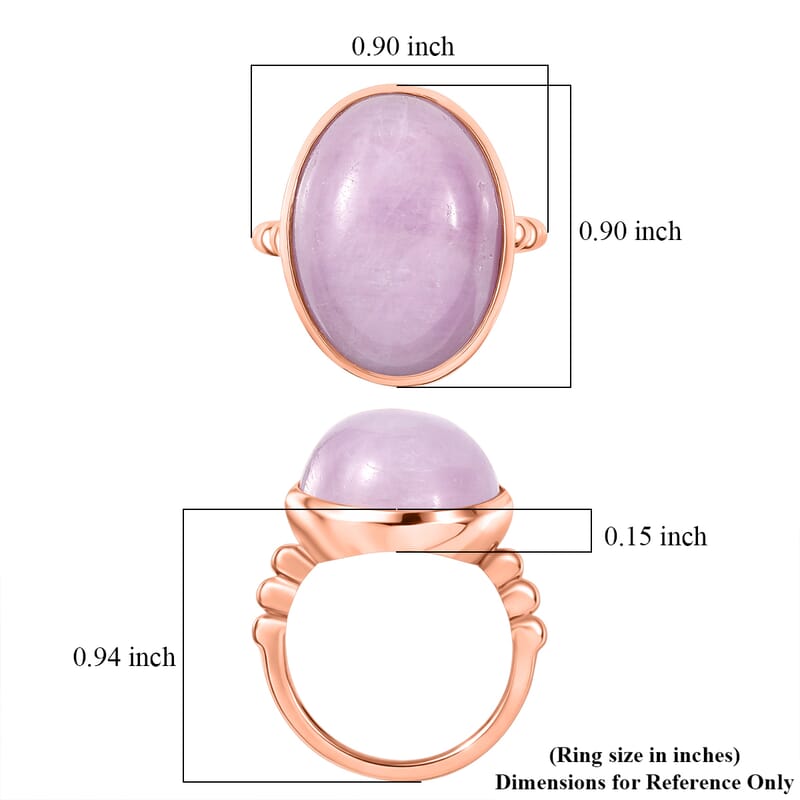 D'Joy Martha Rocha Kunzite 22.65 ctw Ring in 14K Rose Gold Over Sterling Silver (Size 7.5)