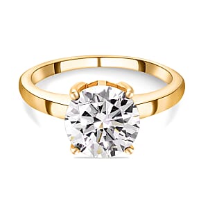 Moissanite 2.10 ctw Solitaire Ring in 18K Vermeil Yellow Gold Over Sterling Silver (Size 8.5)
