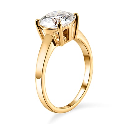 Moissanite 2.10 ctw Solitaire Ring in 18K Vermeil Yellow Gold Over Sterling Silver (Size 8.5)