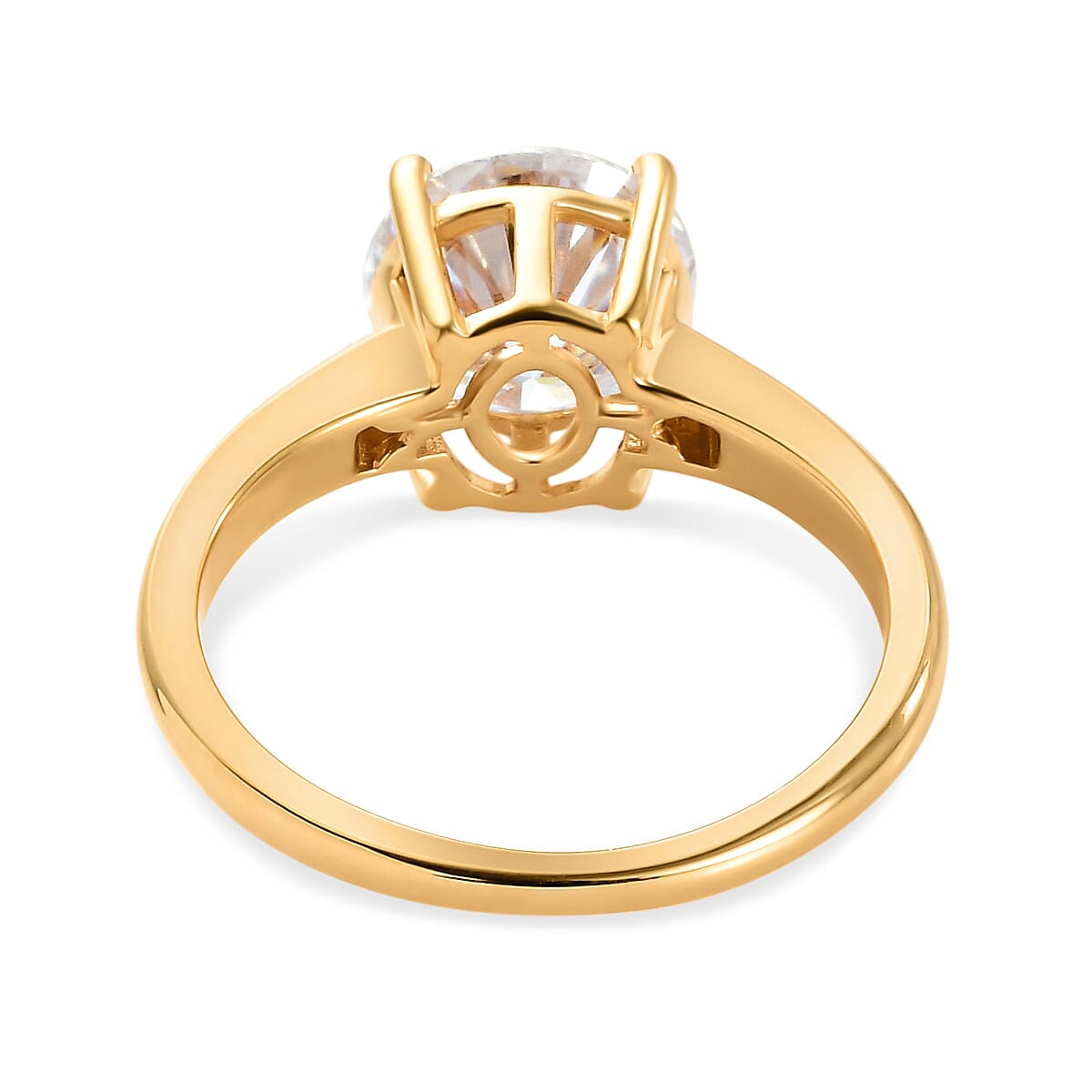 Moissanite 2.10 ctw Solitaire Ring in 18K Vermeil Yellow Gold Over Sterling Silver (Size 8.5) image number 4