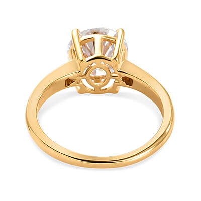 Moissanite 2.10 ctw Solitaire Ring in 18K Vermeil Yellow Gold Over Sterling Silver (Size 8.5)