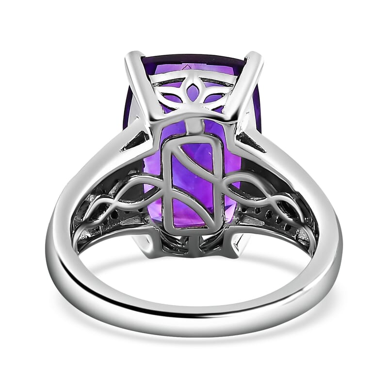 AAA Moroccan Amethyst and Moissanite 7.70 ctw Ring in Platinum Over Sterling Silver (Size 8.0)