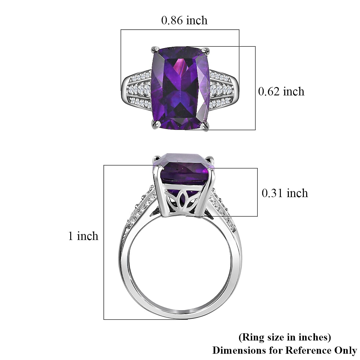 AAA Moroccan Amethyst and Moissanite 7.70 ctw Ring in Platinum Over Sterling Silver (Size 8.0)