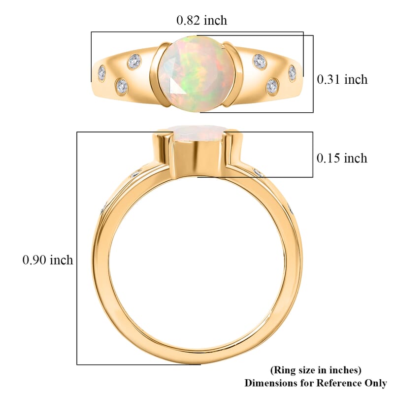 D'Joy Premium Ethiopian Welo Opal and White Zircon 0.90 ctw Ring in 18K YG Over Sterling Silver (Size 6.0)