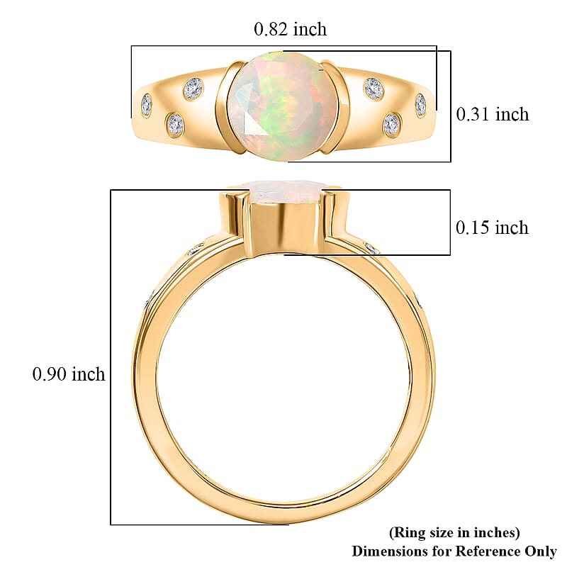 D'Joy Premium Ethiopian Welo Opal and White Zircon 0.90 ctw Ring in 18K YG Over Sterling Silver (Size 6.0)