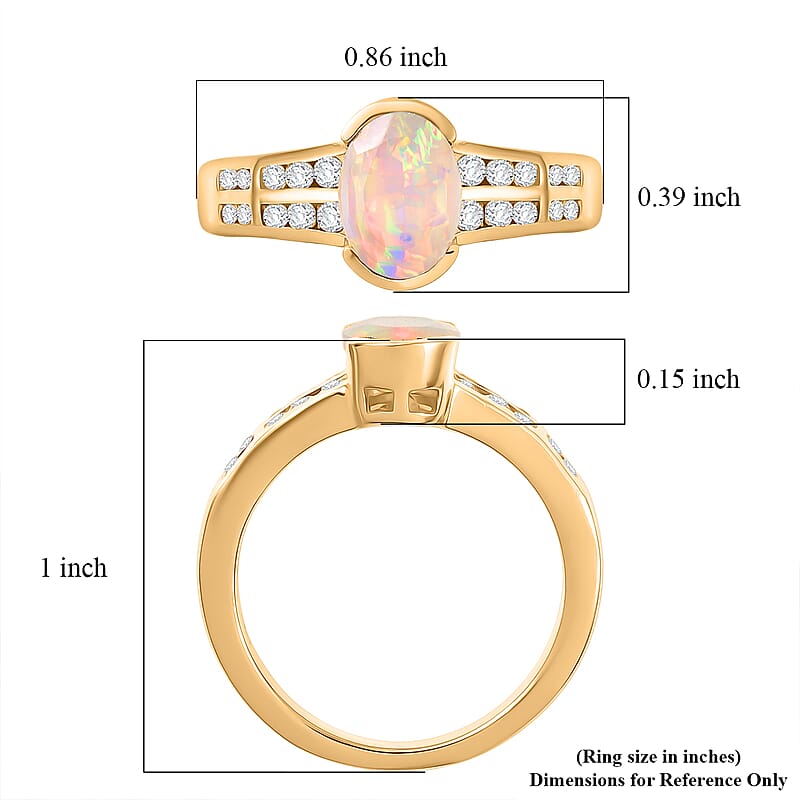 D'Joy Premium Ethiopian Welo Opal and White Zircon 1.10 ctw Ring in 18K YG Over Sterling Silver (Size 6.0)