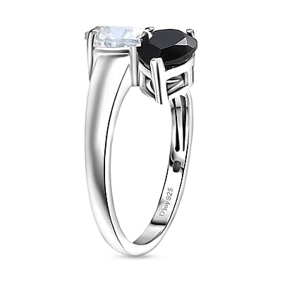 D'Joy Thai Black Spinel and White Topaz 2.75 ctw Ring in Platinum Over Sterling Silver (Size 7.5)