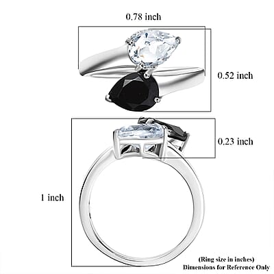 D'Joy Thai Black Spinel and White Topaz 2.75 ctw Ring in Platinum Over Sterling Silver (Size 7.5)