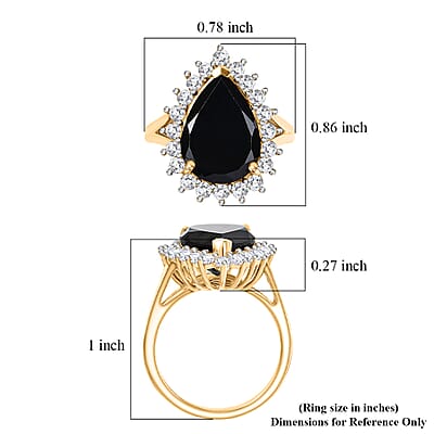 D'Joy Thai Black Spinel and White Zircon 7.50 ctw Ring in 18K YG Over Sterling Silver (Size 7.5)
