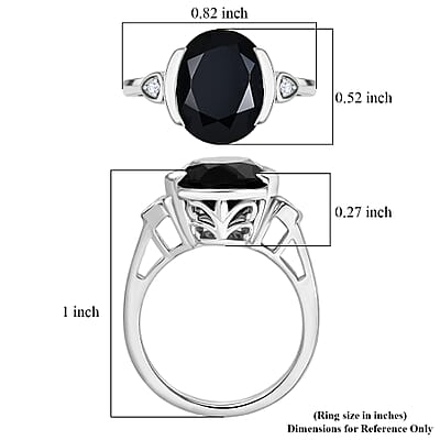 D'Joy Thai Black Spinel and White Zircon 6.00 ctw Ring in Platinum Over Sterling Silver (Size 7.5)