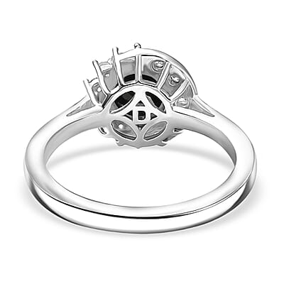 D'Joy Thai Black Spinel and White Zircon 1.30 ctw Ring in Platinum Over Sterling Silver (Size 7.5)