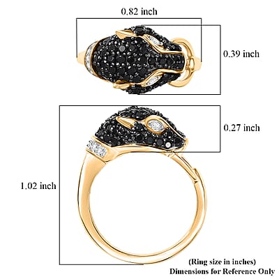 D'Joy Thai Black Spinel and White Zircon 1.20 ctw Ring in 18K YG Over Sterling Silver (Size 7.5)