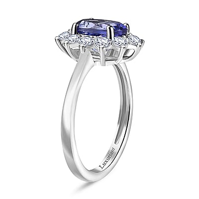 AAA Tanzanite and Luxuriant Lab Grown Diamond VS 2.50 ctw Ring in 950 Platinum (Size 8.5) 4.30 Grams