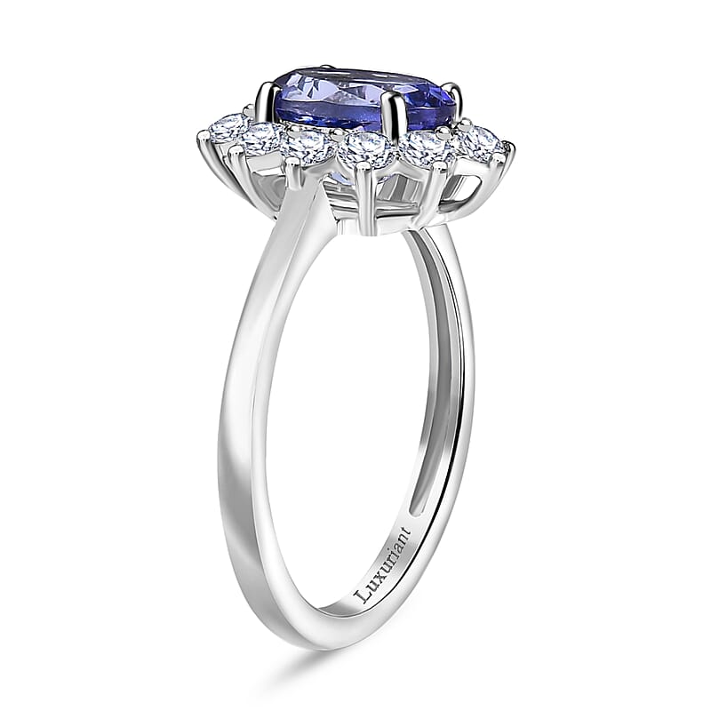 AAA Tanzanite and Luxuriant Lab Grown Diamond VS 2.50 ctw Ring in 950 Platinum (Size 8.5) 4.30 Grams