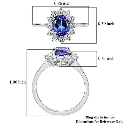 AAA Tanzanite and Luxuriant Lab Grown Diamond VS 2.50 ctw Ring in 950 Platinum (Size 8.5) 4.30 Grams