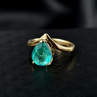 D'Joy Emeraldine Triplet Quartz 2.85 ctw Ring in 18K Vermeil YG Over Sterling Silver (Size 9.5)