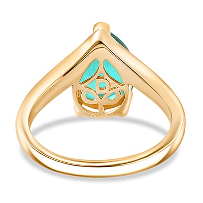 D'Joy Emeraldine Triplet Quartz 2.85 ctw Ring in 18K Vermeil YG Over Sterling Silver (Size 9.5)