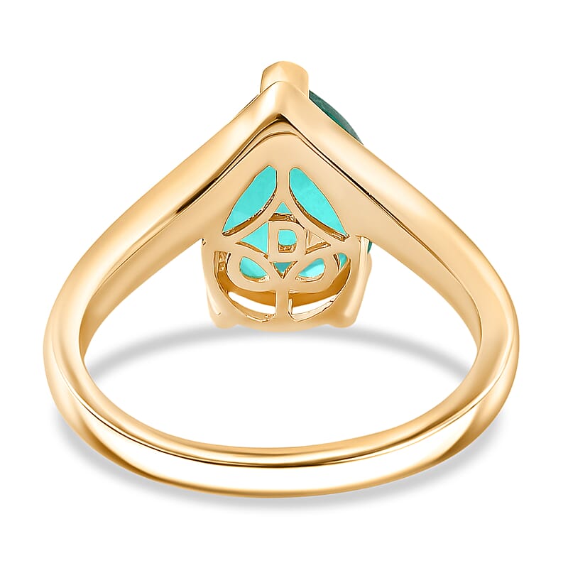 D'Joy Emeraldine Triplet Quartz 2.85 ctw Ring in 18K Vermeil YG Over Sterling Silver (Size 9.5)