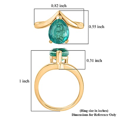 D'Joy Emeraldine Triplet Quartz 2.85 ctw Ring in 18K Vermeil YG Over Sterling Silver (Size 9.5)