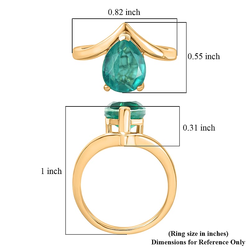 D'Joy Emeraldine Triplet Quartz 2.85 ctw Ring in 18K Vermeil YG Over Sterling Silver (Size 9.5)