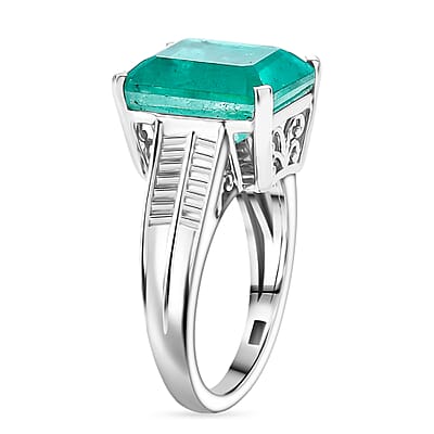 D'Joy Emeraldine Triplet Quartz 6.60 ctw Ring in Platinum Over Sterling Silver (Size 8.0)