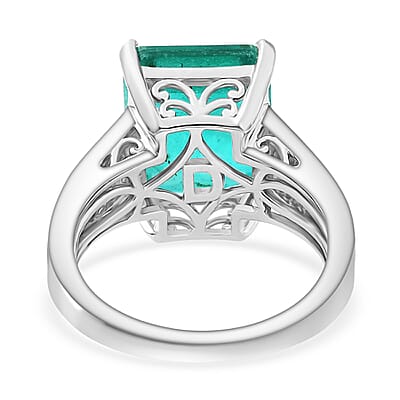 D'Joy Emeraldine Triplet Quartz 6.60 ctw Ring in Platinum Over Sterling Silver (Size 8.0)