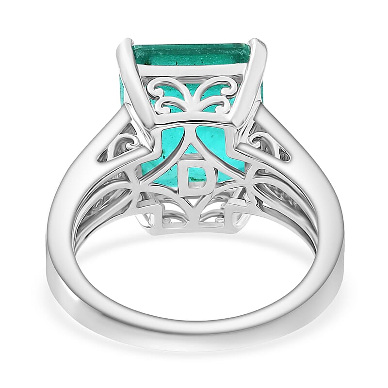D'Joy Emeraldine Triplet Quartz 6.60 ctw Ring in Platinum Over Sterling Silver (Size 8.0)
