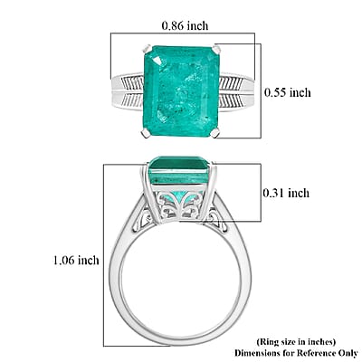 D'Joy Emeraldine Triplet Quartz 6.60 ctw Ring in Platinum Over Sterling Silver (Size 8.0)